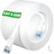 Cable Ethernet 25 metros, Blanco Cable de Red 25 metros Cat 6 Alta Velocidad Cable Internet, Plano RJ45 Cable 25m Cable LAN Gigabit UTP Patch Cable Ethernet 25m para Router Switch Módem PC (25 Clips)