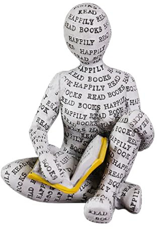 Buachois Lesende Frau Figur, Figur Deko für Regal, Kleine Lesende Frauen Geformte Skulptur Personalisiertes Handbemalte Lesen Bösewicht Desktop Bücher Regal Handwerk Statue (4)