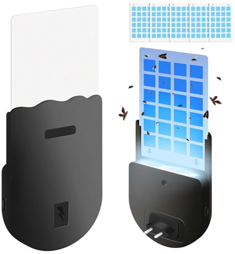 Flohfalle, Flohfalle für Wohnung Elektrisch, Flöhe in der Wohnung Bekämpfen Klebrige Flohfalle Testsieger, Kakerlaken Falle, Flea Trap Lampe, LED Flohlichtfalle (Schwarz Flohfalle 5 Klebescheiben)