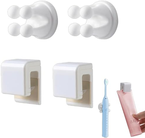 MIUPOO Silikon Zahnpastaclips Zahnbürstenhalter,Saugzahnhalter Zahnbürsten Und Zahnpastahalter Für Die Wand,Rasiererhalter ohne Bohren,4 Stück