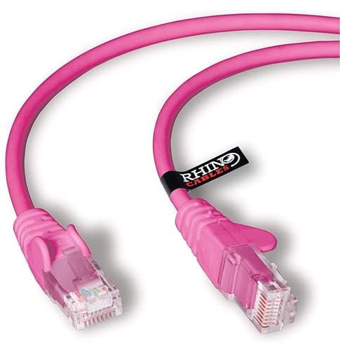 rhinocables CAT 6 High-Speed Gigabit Ethernet Cable - Patch Network Lead for LAN| Snagless UTP With LSZH Jacket | RJ45 Connector - Internet, Router, Modem, Smart TV, PC & More (2m, Pink, Pack of 50)