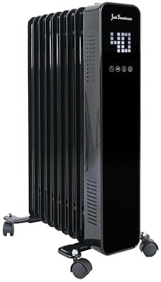 JSH 2000W Oil Filled Radiator | 9 Fin Portable Electric Heater | Digital Display Remote Control | Energy Efficient 24 HR Timer Adjustable Thermostat 3 Heat Settings | Child Proof Safety Cut Off 2kw