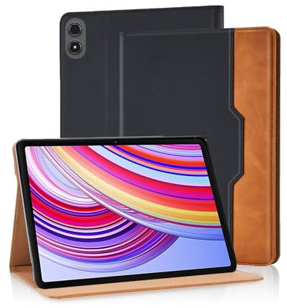 Vkooer Case for Xiaomi Redmi Pad Pro 12,1 inch 2024 PU Leather Multi-Angle Viewing Folio Case Protective Stand Cover with Front Pocket and Fixing Band for Tab Redmi Pad Pro 12.1'' - Black
