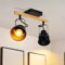 GBLY Deckenstrahler 2 Flammig Schwarz: Deckenlampe Vintage Schwenkbar 350° MAX.25W E14 Fassung Industrial Holzmaserung Spotbalken für Wohnzimmer Schlafzimmer Büro (ohne Leuchtmittel)