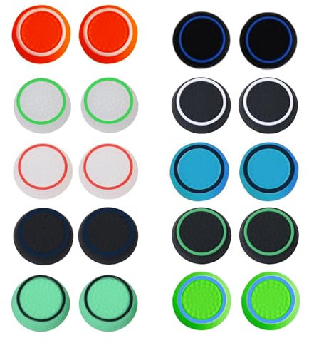20 Piezas Fundas de Silicona para Palancas de Mando PS5/PS4/PS3, Fundas para Mando Pro de Switch, Fundas para Mando Xbox One Series X/S, Accesorios para Mando PS5, Protección Cómoda y Duradera