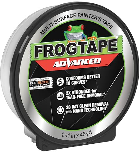 Frog Tape Green Advanced Painters Masking Tape Multi-Surface with PAINTBLOCK, Conforms Around Curves & Contours, Tear-Free Removability 36mm x 41.1m