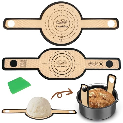 Backmatte Brot,Silikon Backmatte für Dutch Oven,Antihaft 2 PCS, leicht zu reinigen, wiederverwendbare Silikon Backmatte mit langen Griffen,Teigmatte mit Teigschneider