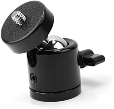 Kleiner Stativkopf Kugelkopf 1/4 Gewinde Schwarz für 360°-Aufnahme | Kunststoff Metall Ausführung, Trägt bis 2, 5kg, Passend für Camcorder und Kompakt Setups