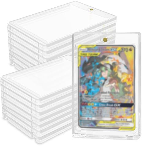 14pcs 35PT Magnetic Card Holder Hard Acrylic Trading Card Protector Holder Transparent Game Card Storage Case UV Protection for Standard Card Yu-Gi-Oh Sports Card Game Card