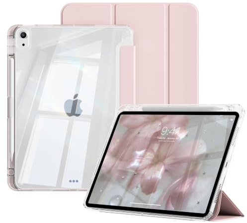 ZOPSGYU Hülle für iPad A16 11./10.Generation (11/10,9 Zoll), Rosa | für iPad 2025/2022 Hülle mit Stifthalter, Transparent, Schlank, Harte Rückseite & TPU-Rahmen, Auto Schlaf/Weck