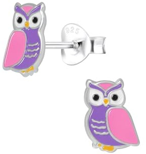 Monkimau Mädchen Ohrringe Eule | Ohrstecker aus 925 Sterling Silber | Kinderohrringe hypoallergen