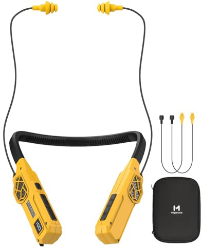 MIPEACE Neckband Bluetooth Headphones, 2-in-1 Around The Neck Work Headphones-OSHA Approved Earbuds w/Built-in Speakers,ENC,100+Hrs Playtime,4 EQ Modes for Bluetooth Hearing Protection Mowing Safety