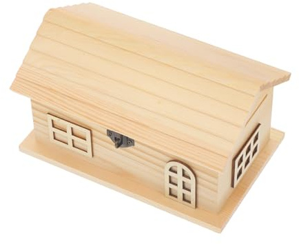 ZUNOXAZ Holz Spardose Hausform Unlackiert DIY Sparbüchse Aus Kiefernholz Für Kinder Kreatives Bastelprojekt Und Dekoratives Wohnaccessoire 8.07X5.71X5.31 Zoll