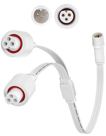 FCD TRUST 1 Male to 2 Females Y-Splitter Compatible with Govee Permanent Outdoor Lights, Y-Shaped Extension Cable Compatible with Govee H705A H705B H705C 3 Pin Permanent Outdoor Lights