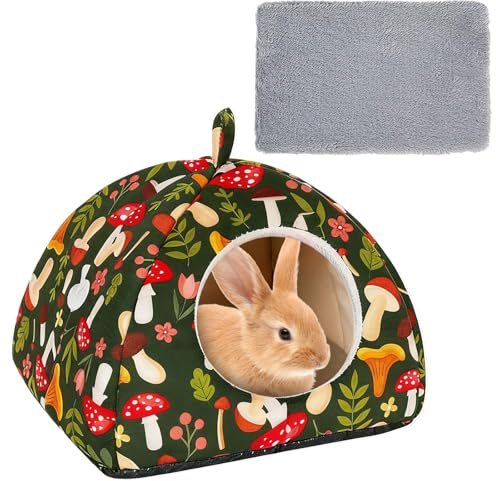 Meerschweinchen Haus Waschbares Kaninchenbett mit Abnehmbarer Matte Kuschelig Winter Gemütliches höhle Versteck Kleintierbetten für Hamst Zwergkaninchen Chinchillas Igel Frettchen (10.24x10.24zoll)
