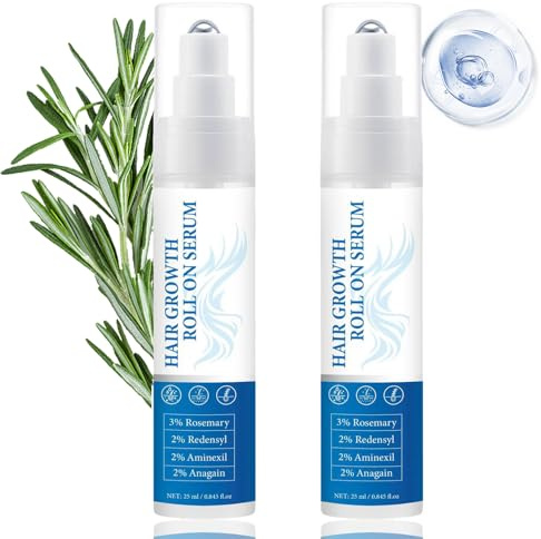 2PCS Rosmarin Roll-On Haarserum, Hair Growth Serum & Haarwachstumsserum mit Metallkugel, Kopfhautpflege für Männer & Frauen, Rosmarin Haar-Roller-Serum für alle Haartypen, Rosemary Hair Growth Essence