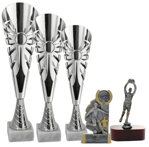 Hole Gadget | Set Premiazioni Personalizzate Calcio con Targhetta, Tris di 3 Trofei Grandi, Capocannoniere e Portiere Coppe Premio per Tornei e Manifestazioni Calcistiche cod. Giove (Marte)