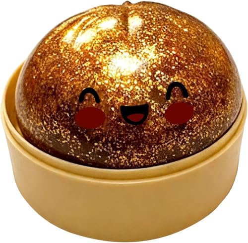 2026 New Dumpl-ing, Giant Jumbo Squishy Toy with Steamer Box, Cute Anxiety Relief Fidget Toy, Soft Squeeze Decompression Dough for Adults Teens（Goldener）
