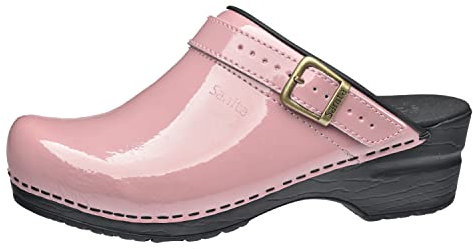 Sanita | Freya offener Clog | Original handgemacht | Flexible Leder-Clogs für Damen | Anatomisch geformtes Fußbett mit weichem Schaum | Verstellbarer Fersenriemen | Pink | 38 EU