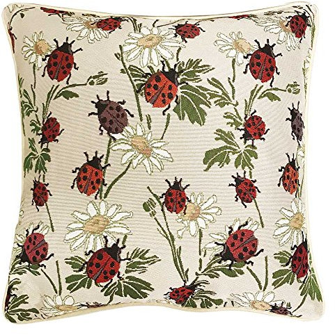 Signare Tapisserie Kissenbezug 45x45, Kissen 45x45, Marienkäfer & Gänseblümchen Design, 2 Stück, Ladybug (pattern, color not specified)