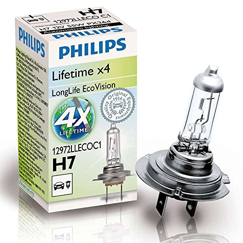 PHILIPS H7 12V 55W PX26d LongLife EcoVision 4x Lobger Life Auto Scheinwerfer Birne Single