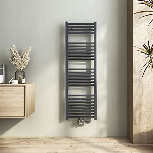 Heilmetz Anthrazit Badheizkörper 400 x 1200 mm Handtuchtrockner 427 Watt Leistung Heizkörper Bad Mittelanschluss Handtuchheizkörper