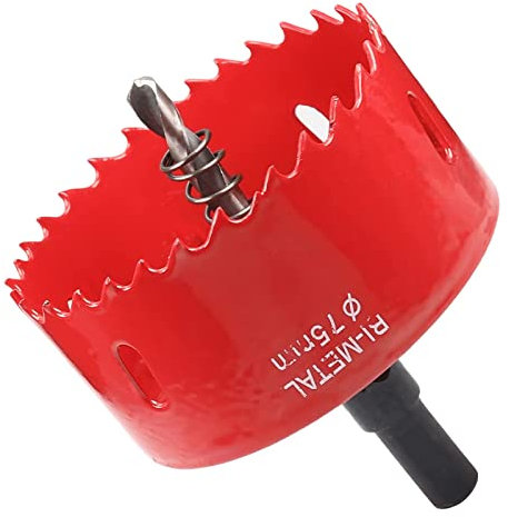 Utoolmart Sierra de perforación bimetálica de 75 mm Cortador profesional de brocas de acero inoxidable Profundidad de apertura de 25 mm con mango triangular
