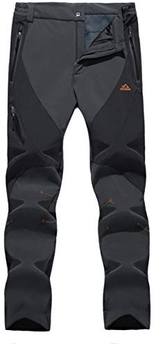 EKLENTSON Herren Gefüttert Funktionshose Skihose Softshell Hose für Männer Wind- und Wasserdicht Winter Warm, (Dunkelgrau, 40)