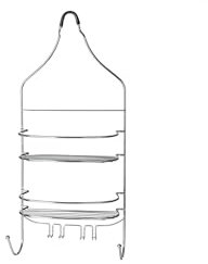 Wadiga Étagère de Douche à Suspendre Double en Métal Chromé Argenté Minimaliste