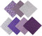 Jukway 7 Stück Baumwollstoff 50 x 50 cm Quadrate Patchwork Stoffe zum Nähen Quilten DIY Dekoration Basteln Handwerken, Reine Baumwolle Stoff Bedruckte Verschiedene Muster Stoffpakete (Violett)