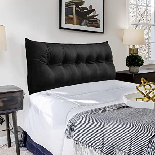 VERCART Couchkissen Groß Dekokissen Kopfteil Gepolstert Rückenlehne Rückenkissen, Langes Sofakissen XXL Lesekissen Lendenkissen Bett Wandkissen Stützkissen für Tagesbett Couch Schwarz 160cm