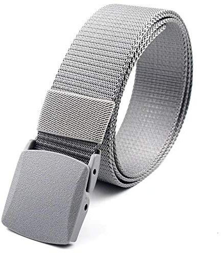 Miobo Unisex Gürtel Nylon Canvas Arbeitsgürtel für Damen und Herren, Stufenlos Verstellbarer Stoffgürtel mit Plastikschnalle Silber