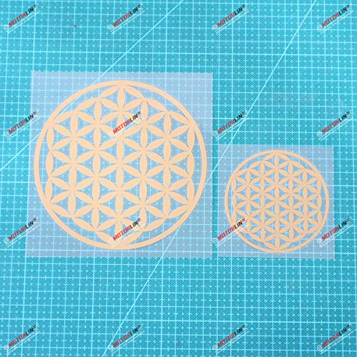 Heilige Geometrie Blume des Lebens Vinyl Aufkleber Sticker - 2er-Pack gold, 7,6 cm, 12,7 cm - ohne Hintergrund - für Auto Boot Laptop Becher