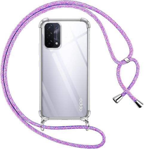 Handykette kompatibel mit Oppo A74 [4G-Version] Handyhülle Transparent Silikon Schutzhülle - Necklace Hülle mit Band Handy-Kette Case mit Necklace Schnur mit Kette zum Umhängen,Unicorn