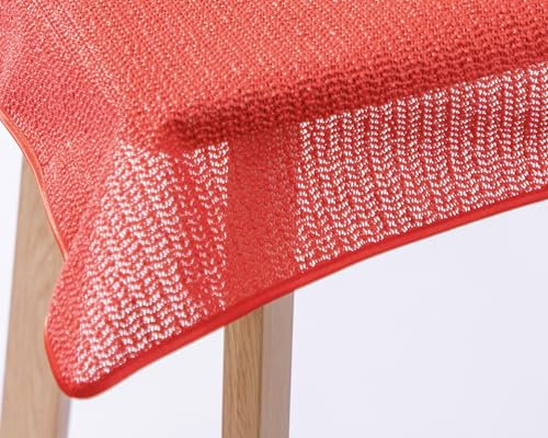 Weichschaum-Tischdecke mit Saum | Rot - Rund - 140cm | Schaumdecke | Klassik-Outdoor-Decke | Garten/Terrasse/Balkon | wetterfest | rutschfest