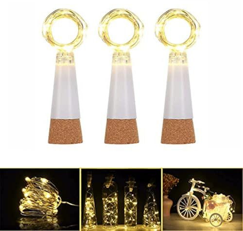 Ceepko USB Bottle Lights Rechargeable, 4 Pack Rechargeable Wine Bottle Lights, 15LED 59Inch Copper Wire Waterproof Cool White Fairy Cork String Lights for Party Wedding Halloween Christmas Decoration