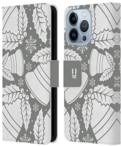 Head Case Designs Bells Silver Holiday Collection Leather Wallet Case Compatible With Apple iPhone 13 Pro