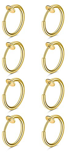 Crdifu Faux Piercing Nez Lèvre Septum Anneau Boucle D'oreille Clip Pas De Piercing Acier Chirurgical Faux Nombril Piercing Clicker