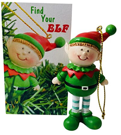 Elf Ornament Legend Set Find Your Elves Christmas Tree Decoration with Story Card Boxed