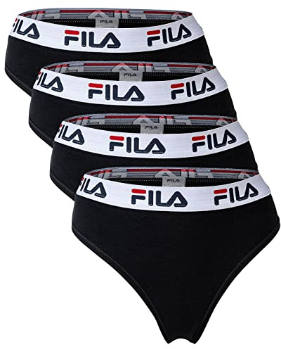 FILA Perizoma da donna – Confezione da 4 slip con logo, cotone elasticizzato