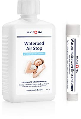 Hanse Pro Luftbinder-Set für Wasserbetten: 1 x 250 ml Air Stop, 1 x 15 ml Wasserbetten-Entschäumer I Pflege I Luft-Binder I Luft-Löser I beseitigt Luft-Geräusche im Wasserbett I Bubble Stop
