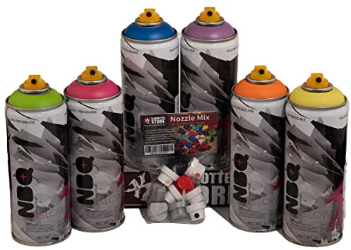 Latas de spray Graffiti-Sweet Dreams, 6 botellas de spray para todo tipo de aplicaciones creativas, secado rápido, se puede rociar de inmediato, barniz acrílico premium mate + tapas de repuesto