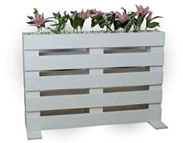 MACETERO/BIOMBO DE PALETS, MACETERO/BIOMBO Separador Decorativo, Mueble DE PALETS Separador DE Ambiente (Blanco)