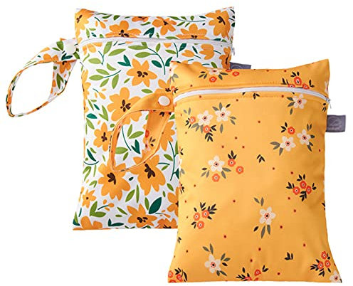 SEAUR 2 Stück Stoffwindeltaschen wasserdichte Nasstasche mit Reißverschluss Tragbare Windeltaschen für BabywindelnToilettenartikel Farbe 1 (ES075-001)