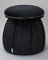 Qiyano Pouf Sitzhocker aus weichem Samtstoff in Schwarz in Kegelform Pilzform für Wohnzimmer, Schlafzimmer, Kinderzimmer, Kunstlederverzierung in Grafit, Höhe ca. 55 cm, Farbe: Schwarz