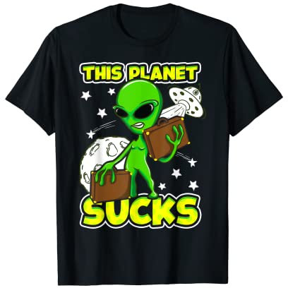 This Planet Sucks Alien with Koffer, lustiges Design T-Shirt