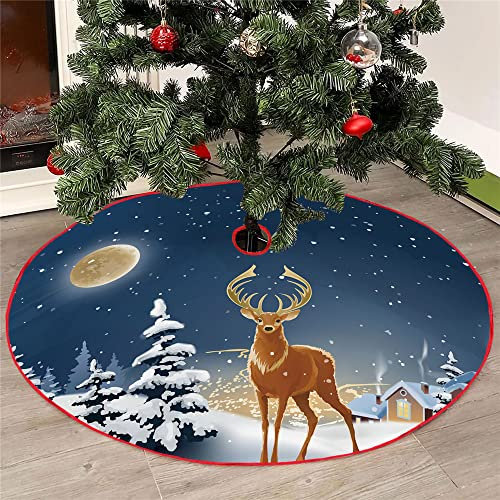 Mateju Weihnachtsbaum Rock Weihnachtsbaumdecke Groß Tannenbaum Unterlage Rund Christbaumdecke Christbaumständer Teppich Baumdecke für Weihnachtsdeko Neujahr Party (120cm,Dunkelblau)