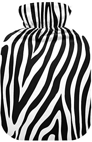 Abstrakte Wärmflasche mit Zebra-Druck, 1 Liter, transparenter Wärmbeutel, heiße Kaltkompresse, ideal für Krämpfe, Rücken, Schulter, Schmerzlinderung, Kinder, Männer, Frauen, Handfußwärmer