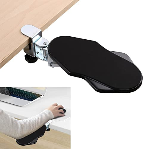 Yiomxhi Reposabrazos Ergonómico para Escritorio, 180° Rotación Reposamuñecas para Ordenador, Soporte de Muñeca Ajustable Computadora Apoyabrazos Extensor de Escritorio para Oficina, Negro