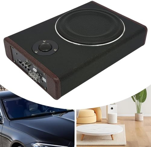 Gorgivous 200 W Car Audio DC 12V Underseat Slim Amplifier Subwoofer Audio Underseat Car Audio Ultra Slim Flat Car Underseat Audio Sub Bass Box, Car powered subwoofer Car Stereo for Car and Motorhome